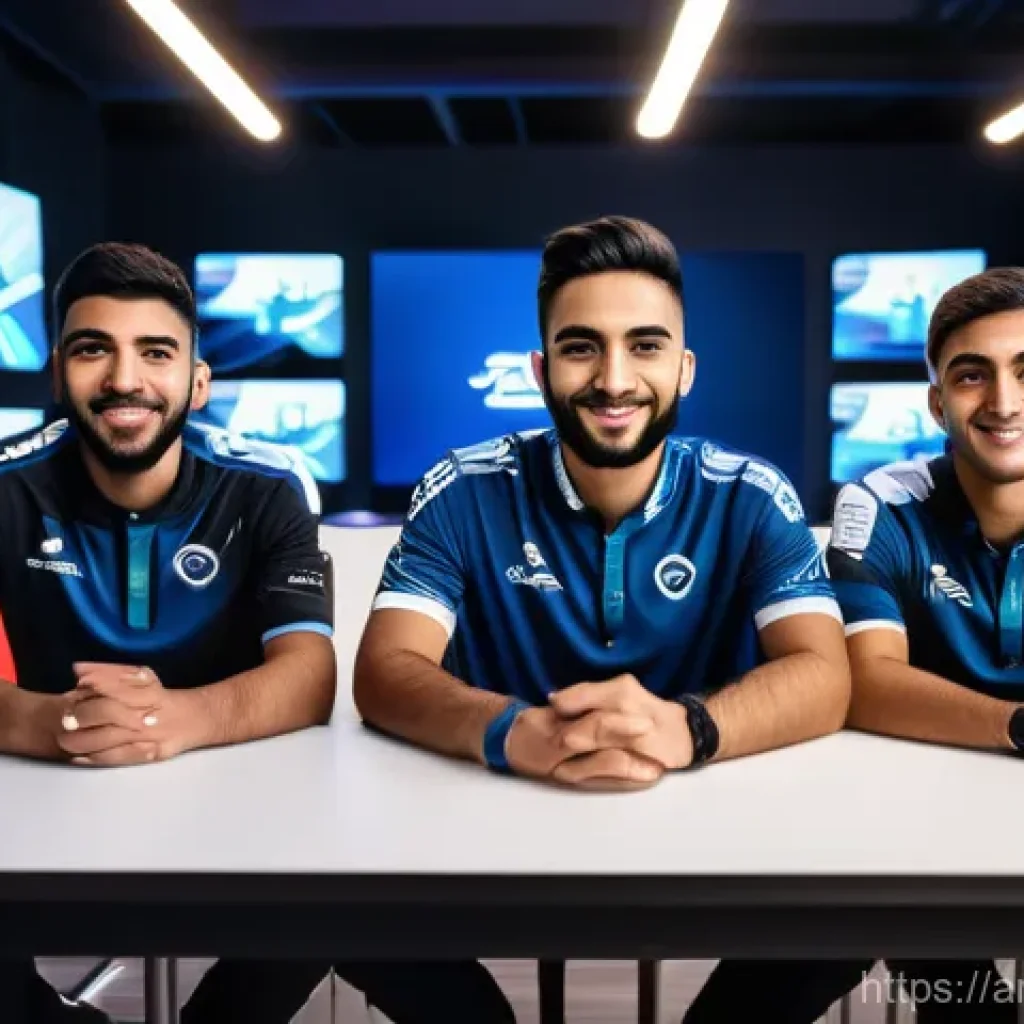 발로란트 프로 팀과의 협력 - **Prompt:** "A vibrant scene depicting a successful esports partnership in the Arab world. A diverse...