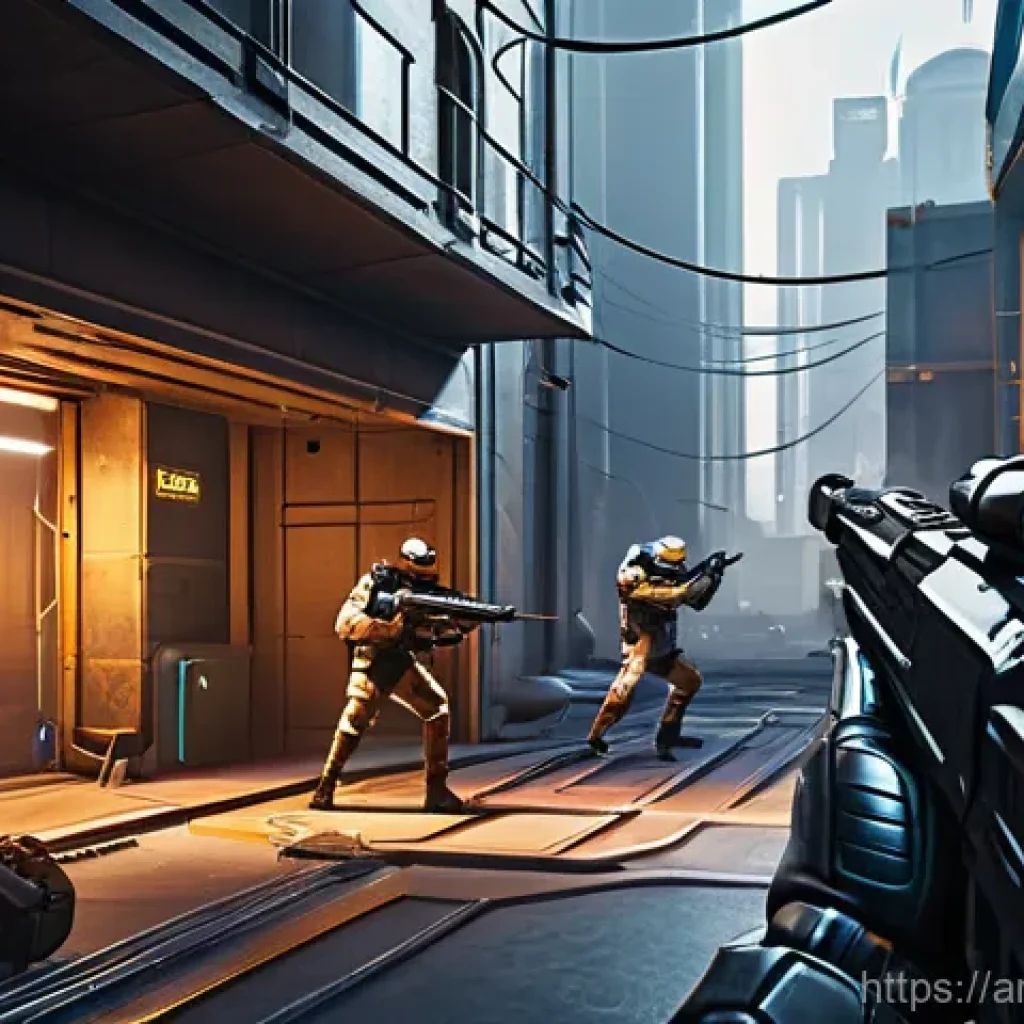 발로란트 유저 중심의 경기 전략 - **Prompt 1: Strategic Site Control with Tactical Agents** "A wide-shot, high-fidelity, futuristi...