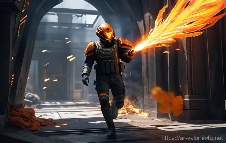 발로란트 스킬 강화 아이템 정보 - **Prompt 1: Phoenix's Fiery Push** "A dynamic, action-shot of Valorant agent Phoenix using his '...