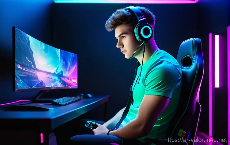 발로란트 전용 그래픽 카드 추천 - Prompt 1: Futuristic Gamer's Haven**