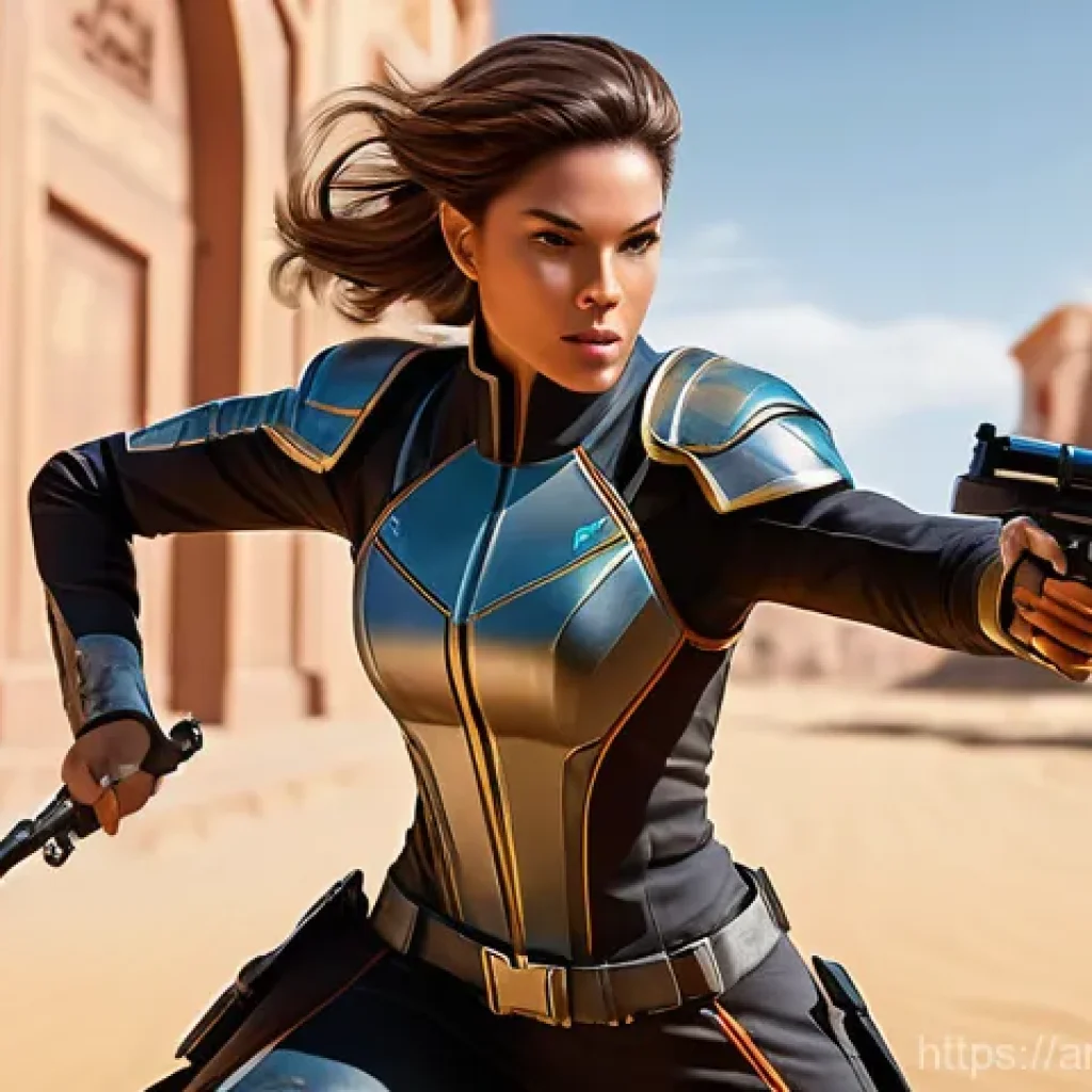 발로란트 신규 콘텐츠와의 조화 - **Prompt 1: The Agile Duelist in Action** "A dynamic shot of a female Valorant agent, akin to Je...