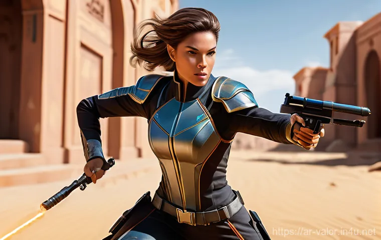 발로란트 신규 콘텐츠와의 조화 - **Prompt 1: The Agile Duelist in Action** "A dynamic shot of a female Valorant agent, akin to Je...