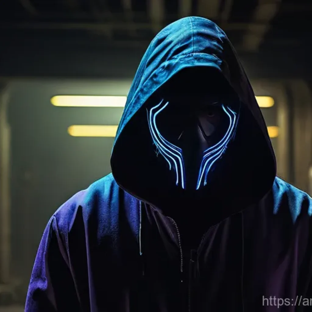 발로란트 캐릭터별 히스토리 - **Omen: The Fragmented Shadow's Gaze** A full-body image of Omen from Valorant, standing in a de...