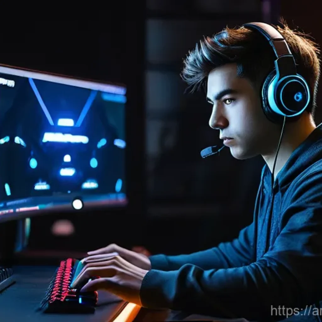 발로란트 경기 중 멘탈 유지법 - **Prompt 1: The Focused Duelist Amidst the Storm** "A young adult, male gamer, fully clothed in ...