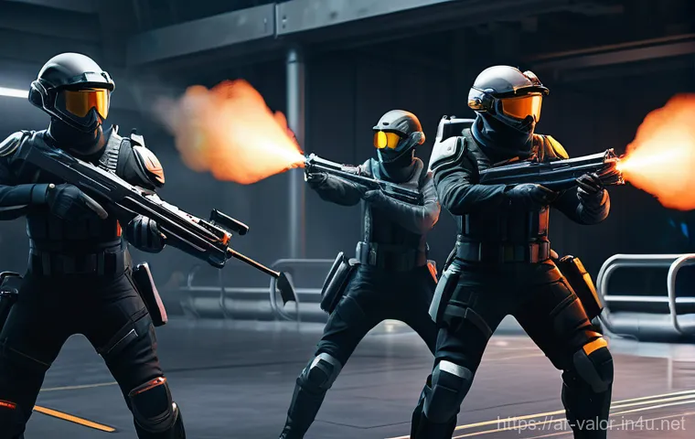 발로란트 팀워크의 중요성 - **Prompt 1: Strategic Huddle on a Futuristic Battlefield** "A diverse team of five Valorant-insp...