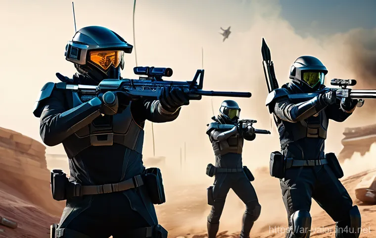 발로란트 팀워크 연습법 - **Prompt 1: Intense Team Communication in a Tactical Shooter** "A diverse team of five professio...