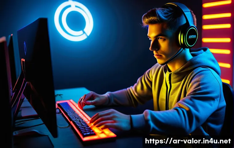 발로란트 랭크 시스템 이해 - **Prompt:** A focused, determined young adult (around 18-25 years old) gamer, wearing sleek, futuris...