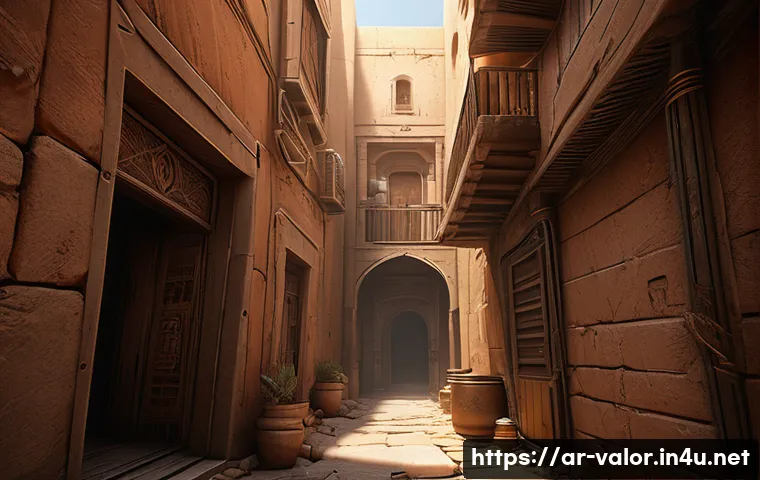 발로란트 유저 친화적 콘텐츠 - A detailed digital art scene depicting a tactical Valorant gameplay map, showcasing a narrow corrido...