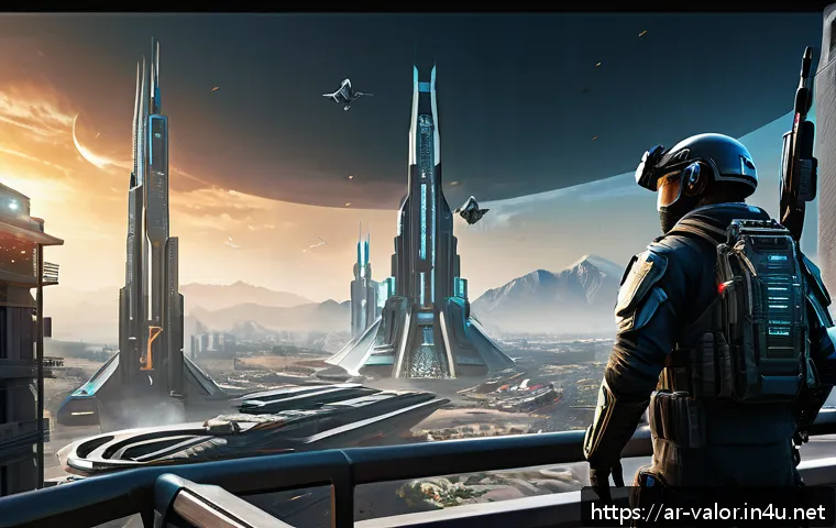 발로란트 맵별 필수 위치 - A detailed futuristic urban battlefield scene on the "Ascension" map featuring narrow, sharp corners...