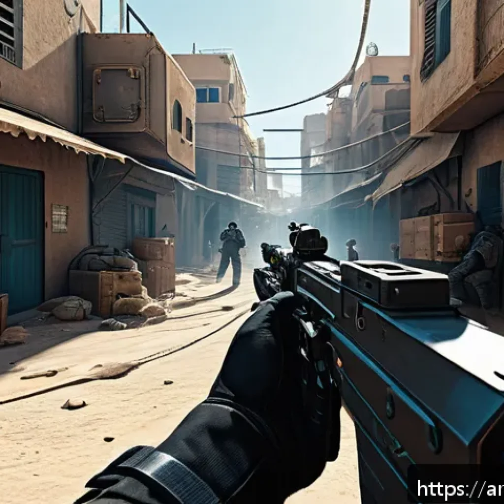 발로란트 데드락 공략법 - A dynamic and intense tactical shooter map scene inspired by "Deadlock," featuring narrow corridors ...