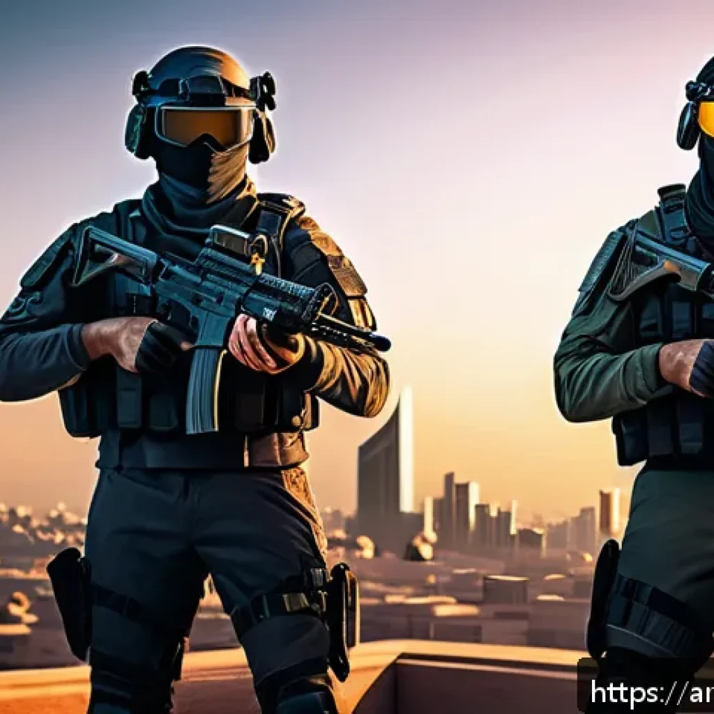 발로란트 유저 피드백 반영 콘텐츠 - A dynamic scene of a balanced competitive shooter game set in a futuristic Middle Eastern cityscape ...