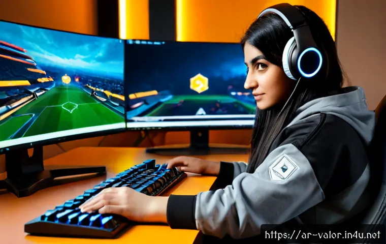 발로란트 레이즈 공략법 - Photorealistic Arab female esports player in a modern gaming lounge, wearing a modest streetwear jac...
